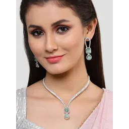 Karatcart Light Green Necklace & Earring Set for Women-picture-27
