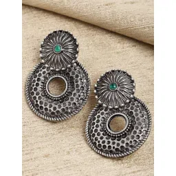 Karatcart Oxidized Silver Textured Stud Earrings for Women-picture-42