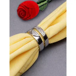 KARATCART Set Of 2 Silver-Plated AD-Studded Elegant Couple Adjustable Finger Rings-picture-19