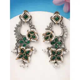 Karatcart Silver Green Earrings for Women-picture-17