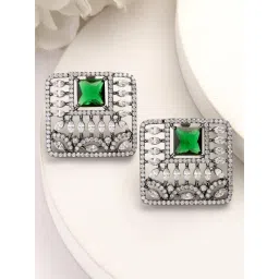 Karatcart Silver Green Earrings for Women-picture-35