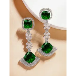 Karatcart Silver Green Earrings for Women-picture-30