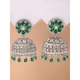 Karatcart Silver Green Earrings for Women-picture-32