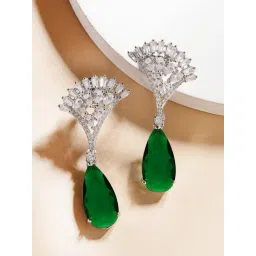 Karatcart Silver Green Earrings for Women-picture-36