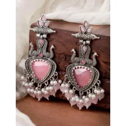 Karatcart Silver Pink Earrings for Women-picture-15