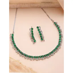 KARATCART Silver-Plated American Diamond-Studded Jewellery Set-picture-27