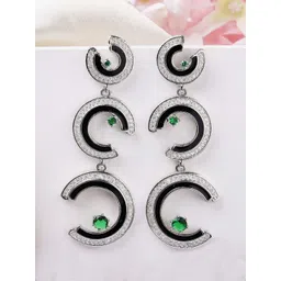 KARATCART Silver-Plated Contemporary American Diamond Drop Earrings-picture-24