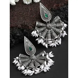 KARATCART Silver-Plated Contemporary Drop Earrings image 1