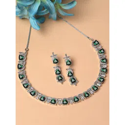 KARATCART Silver-Plated Cubic Zirconia Studded Jewellery Set-picture-17