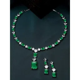 KARATCART Silver-plated Cubic Zirconia Studded Jewellery Set-picture-13