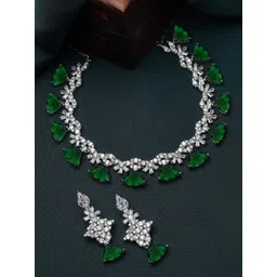 KARATCART Silver-Plated Cubic Zirconia Studded Jewellery Set-picture-35