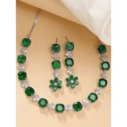 KARATCART Silver Plated Cubic Zirconia Studded Jewellery Set-picture-11