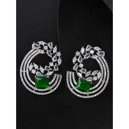 KARATCART Silver-Plated Cubic Zirconia Studded Studs Earrings-picture-26