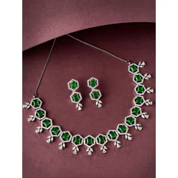 KARATCART Silver-Plated CZ Studded Jewellery Set-picture-27