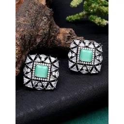 KARATCART Silver Plated CZ Studded Studs Earrings-picture-17