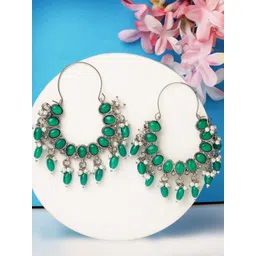 KARATCART Silver Plated Kundan Hoop Earrings-picture-31