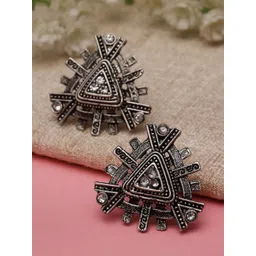 KARATCART Silver-Plated Stone Studded Stud Earrings-picture-33