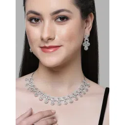 Karatcart Silver-Plated White Cubic Zirconia Necklace Set for Women-picture-33