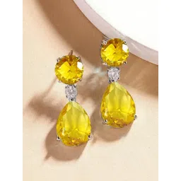 Karatcart Silver Yellow Earrings for Women-picture-35