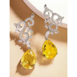 Karatcart Silver Yellow Earrings for Women-picture-39