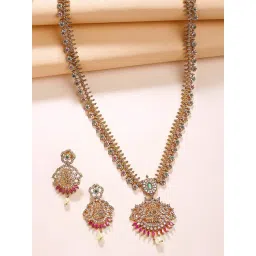 Karatcart Traditional Gold-Plated Laxmi Mata Rani Haar Temple Jewellery Set for Women-picture-43