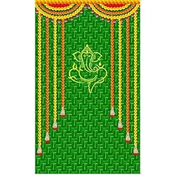 KaratKing Backdrop Cloth for Fuctions Aritaku Banana Leaf with Orange Yellow Flower Decoration Cloth for All Functions and Photography (8X5) (Matty Ganesh)-picture-20
