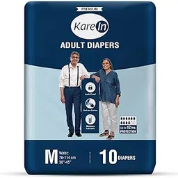 karemed KareIn Premium Adult Diapers, Medium, Waist Size 76-114 Cm (30"-45"), 10 Count, Tape Style, Unisex, High Absorbency, Leak Proof, Wetness Indicator-picture-12