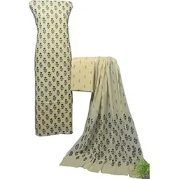Karigarcraft Pure Cotton Printed Suit Fabric | Dress Fabrics Set for Salwar Kameez, Kurti, and Ethnic Wear | Soft & Comfortable Material for Tailoring | Natural beige base and multi color print-picture-19