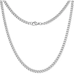 karishma kreations Chain for Men boys Jewellery Stainless Steel Valentine Long Chain Gents Platinum Necklace Silver Chain for Men Boys Stylish-picture-31