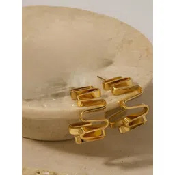 KARISHMA KREATIONS Gold-Plated Contemporary Twisted Hoop Earrings-picture-25