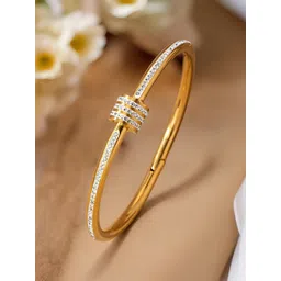KARISHMA KREATIONS Gold-Plated Cubic Zirconia Kada Bracelet-picture-14