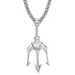 karishma kreations Lord Shiva Trident Pendant Stainless Steel Ancient Greece Amulet Necklace Poseidon Pendant Ancient Greece Necklace for Men Women Gift for Sailor-picture-28