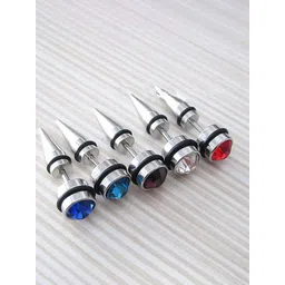 KARISHMA KREATIONS Set Of 3 Silver-Toned Circular Earrings Studs Earrings-picture-23