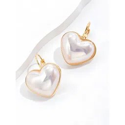 KARISHMA KREATIONS Stainless Steel Gold-Plated Heart Shaped Drop Earrings-picture-33