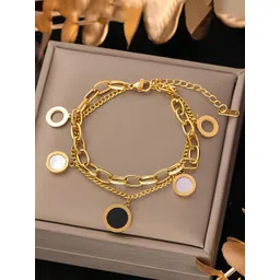 KARISHMA KREATIONS Stainless Steel Gold-Plated Link Bracelet-picture-27