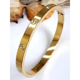KARISHMA KREATIONS Unisex Gold-Plated Kada Bracelet-picture-19