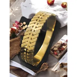 KARISHMA KREATIONS Unisex Gold-Plated Kada Bracelet-picture-17