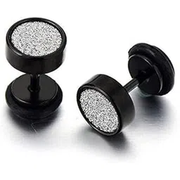 karishma kreations Valentine jewellery Stainless Steel Mens Earrings Om Black Gold Silver Piercing Screw Bali Stud Hoops Earing Multicolor Earrings Combo for men boys Unisex-picture-35