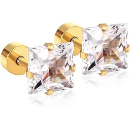 karishma kreations Valentine jewellery Stainless Steel Mens Earrings Om Black Gold Silver Piercing Screw Bali Stud Hoops Earing Multicolor Earrings Combo for Women Girls men boys Unisex-picture-14