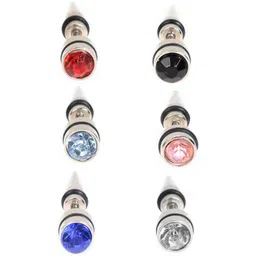 karishma kreations Valentine jewellery Stainless Steel Mens Earrings Om Black Gold Silver Piercing Screw Bali Stud Hoops Earing Multicolor Earrings Combo for men boys Unisex image 1