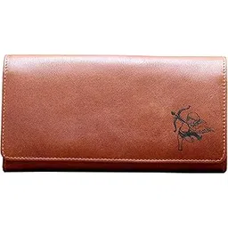 karmanah Cupid Engraved Genuine Leather Wallet for Women - RFID Protected, Zipper Closure, Multi-Card Ladies Purse with Dual Picture Slots and Coin Pocket - Handcrafted Purse for Women - Light Brown-picture-24