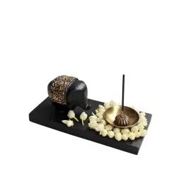 Karo Haathi Black Brass Incense Stick Holder - Set of 1-picture-38