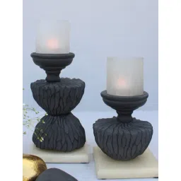 Karo ZehraRust Black Wood Candle Stands - Set of 2-picture-31