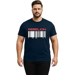 kart black Men's Navy Blue Color Printed Plus Size T-Shirts | Regular Fit Navy Blue Color Half Sleeve Plus Size Printed Tshirt-picture-34