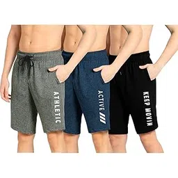 kart black Men's Regular Fit Shorts with Pocket/Casual Knit Shorts/Combo Pack of 3/Summer Shorts-picture-19