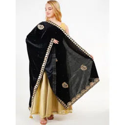 Karthav Fashion Embroidered Velvet Dupatta with Thread Work-picture-46