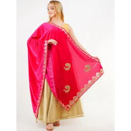 Karthav Fashion Ethnic Motifs Embroidered Velvet Dupatta-picture-28