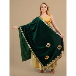 Karthav Fashion Ethnic Motifs Embroidered Velvet Dupatta with Beads and Stones-picture-32