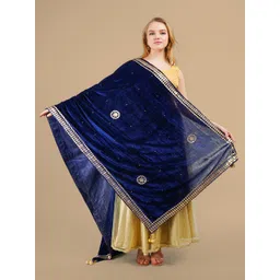 Karthav Fashion Ethnic Motifs Embroidered Velvet Dupatta with Gotta Patti-picture-36