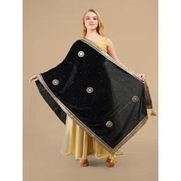 Karthav Fashion Ethnic Motifs Embroidered Velvet Dupatta with Gotta Patti-picture-37